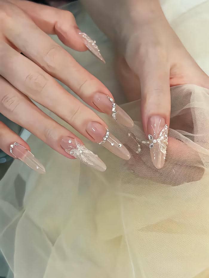 nail cô dâu màu hồng