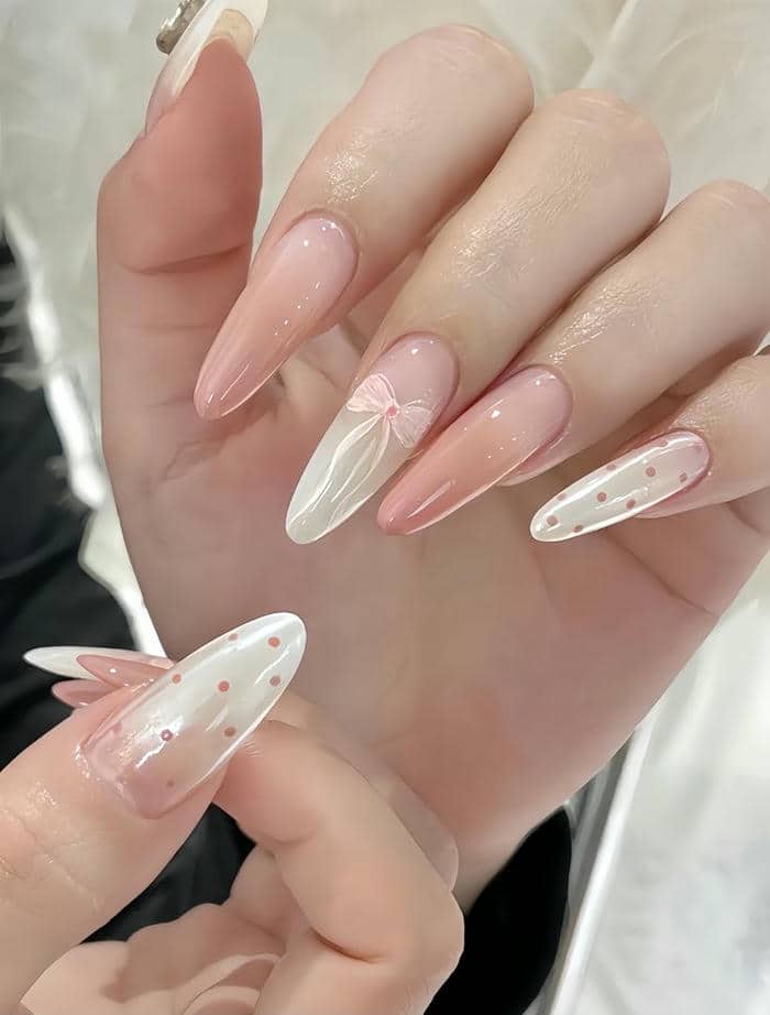 nail cô dâu màu hồng