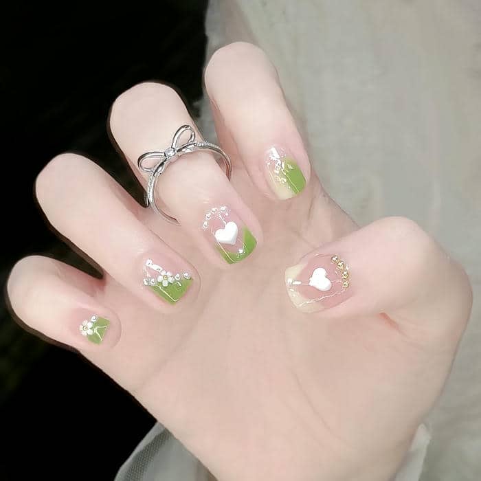 nail cute tông màu xanh lá