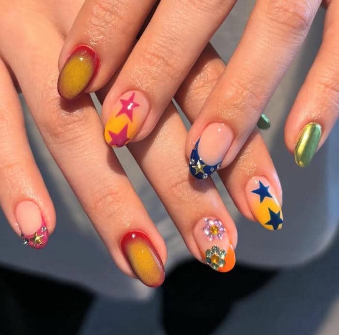 nail đắp bột nhiều màu