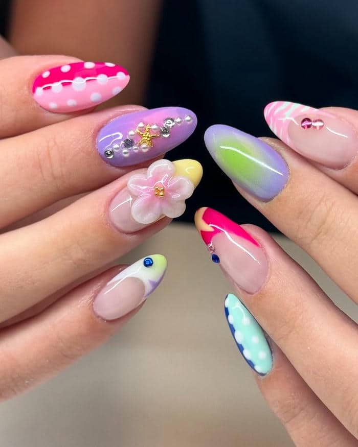 nail đắp hoa bột đẹp