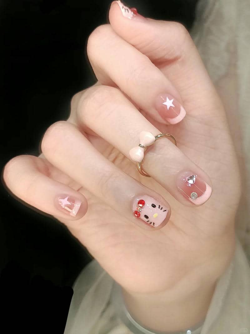 nail đẹp vẽ hello kitty
