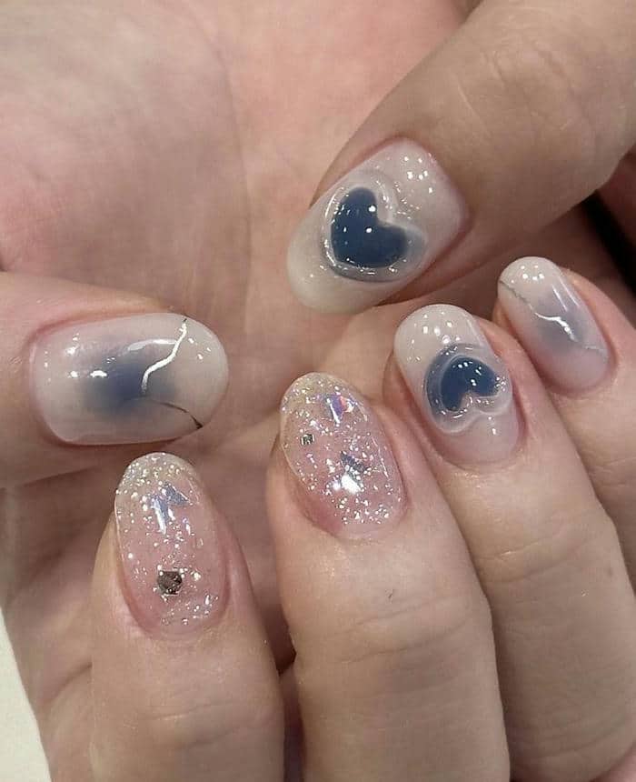 nail design màu xanh dương