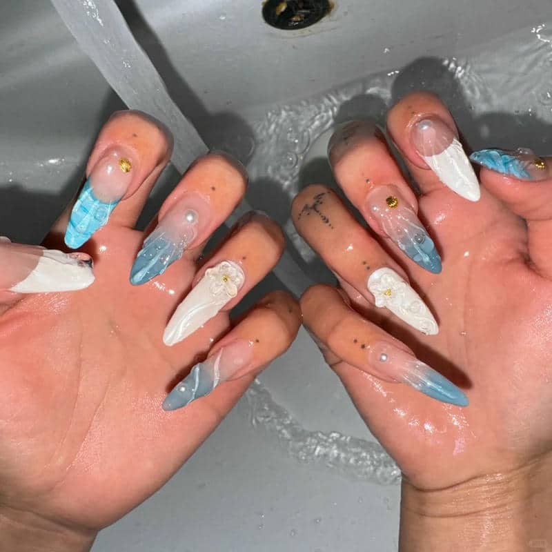 nail đi biển vỏ sò