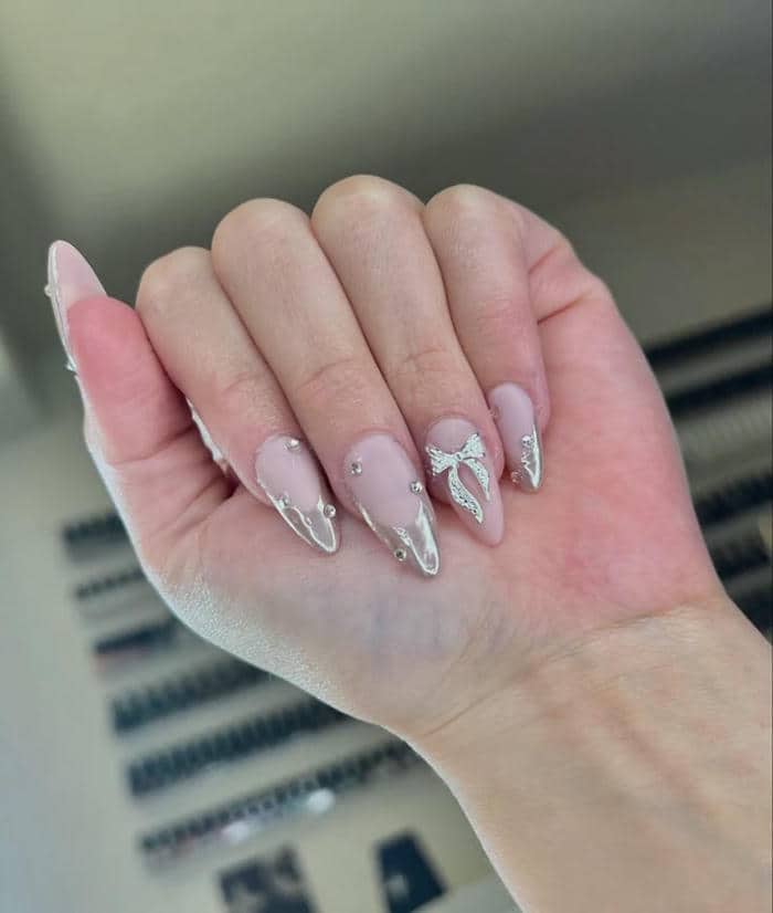 nail đính nơ đơn giản