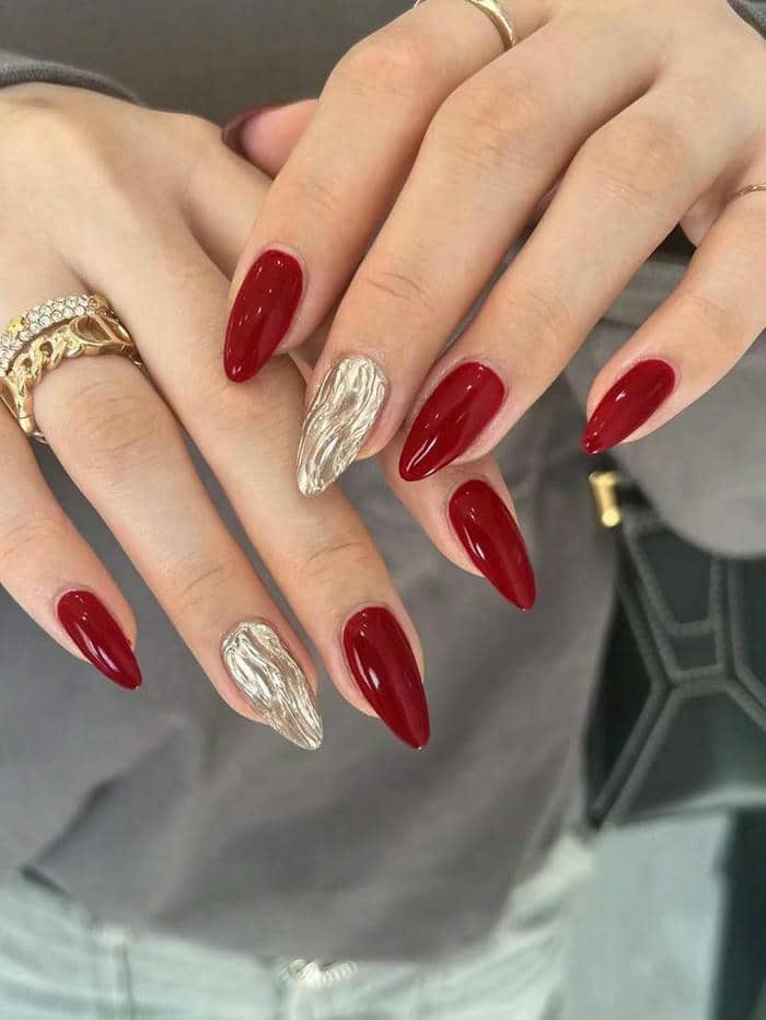 nail đỏ trắng