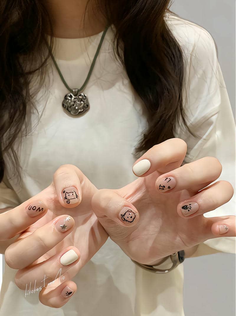 nail đơn giản nhẹ nhàng cho móng ngắn