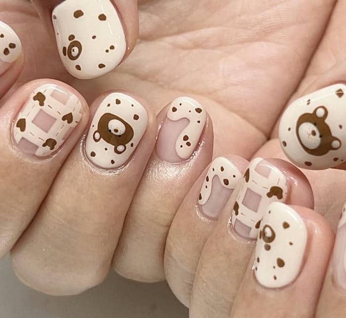 nail gấu cute