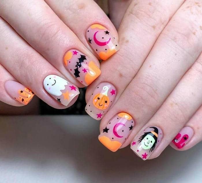nail halloween cho móng ngắn