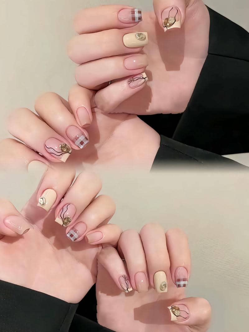 nail hàn quốc kẻ caro