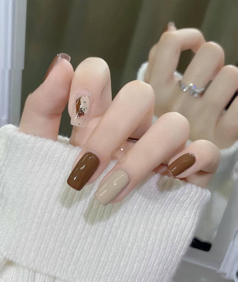 nail hàn quốc tông màu nâu