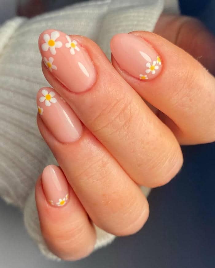 nail hoa cọ bản đơn giản