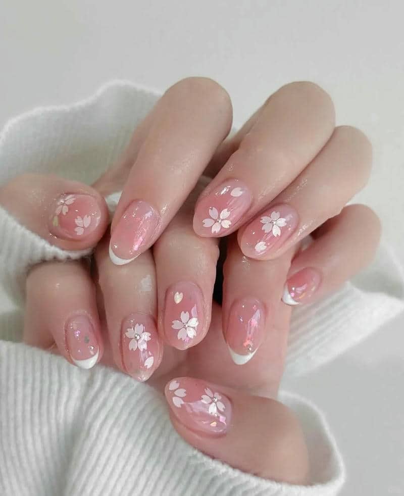 nail hoa đào cho móng ngắn