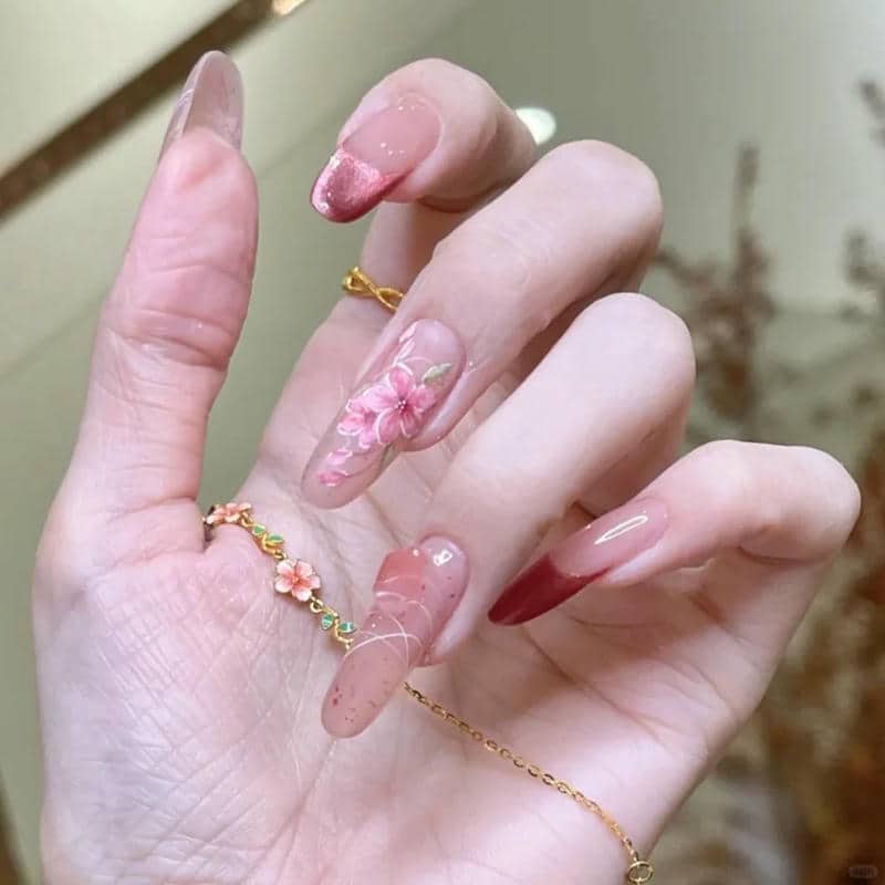 nail hoa đào nhẹ nhàng
