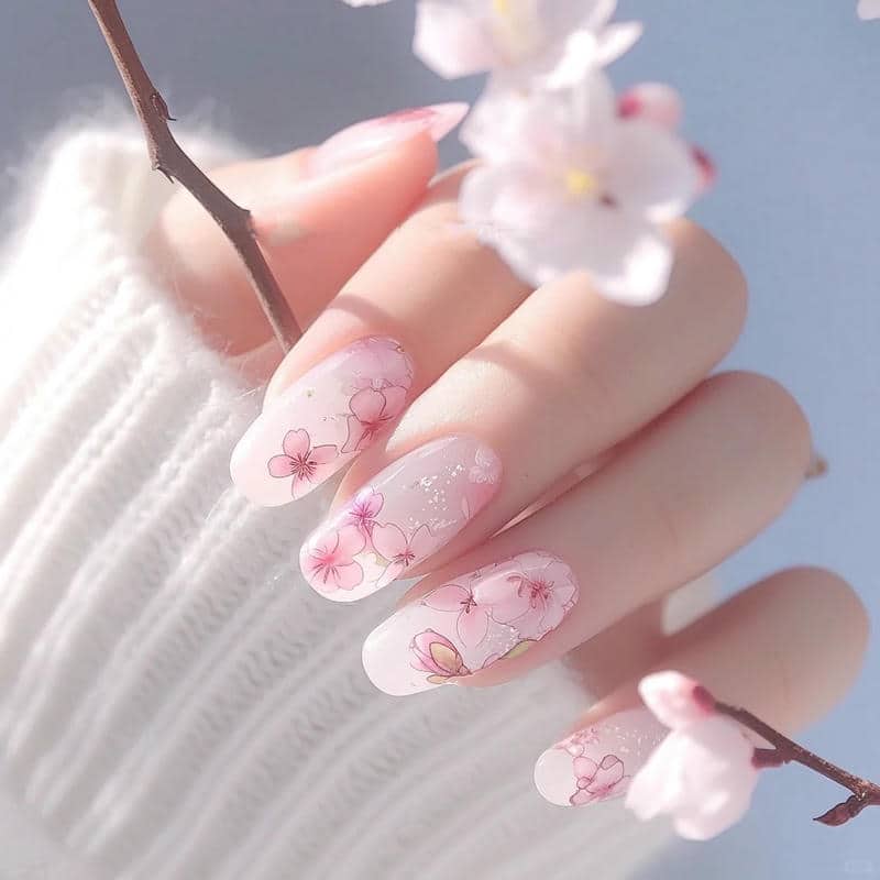 nail hoa đào thanh lịch