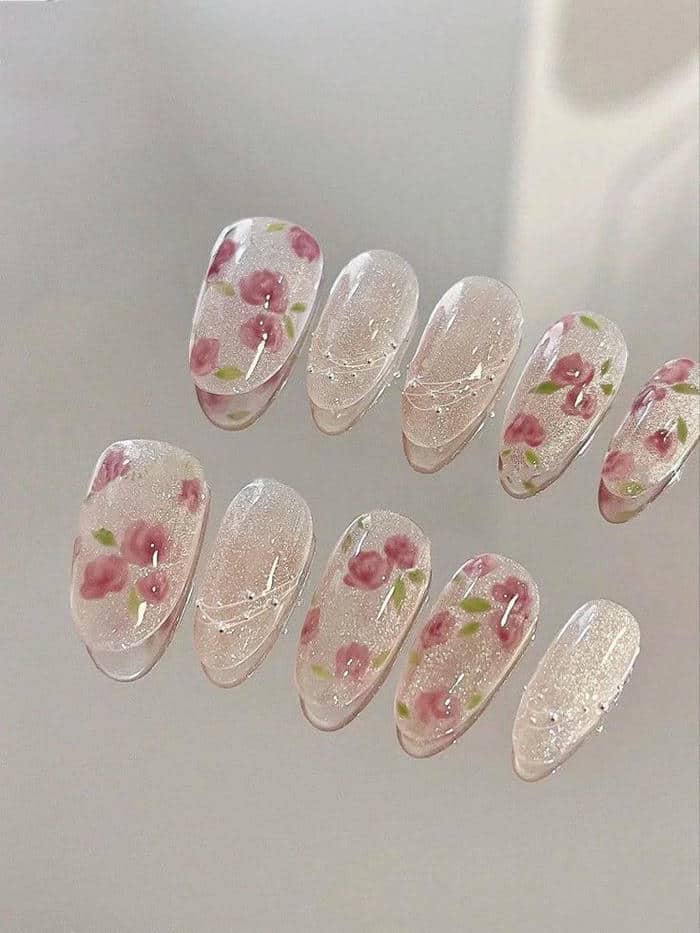 nail hoa hồng