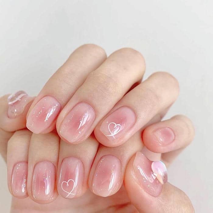 nail hồng đơn giản