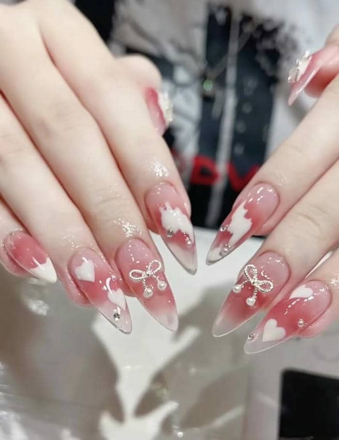 nail hồng trắng