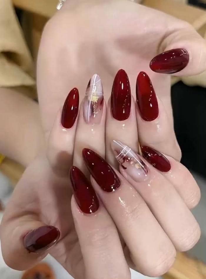 nail loang màu đỏ
