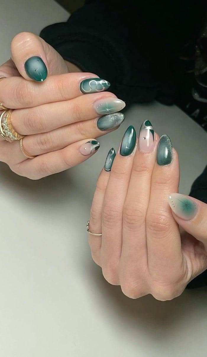 nail mắt mèo màu xanh ngọc