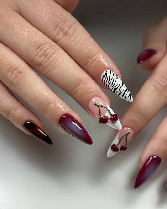 nail màu đỏ đô