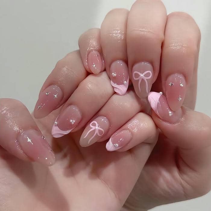 nail màu hồng cute