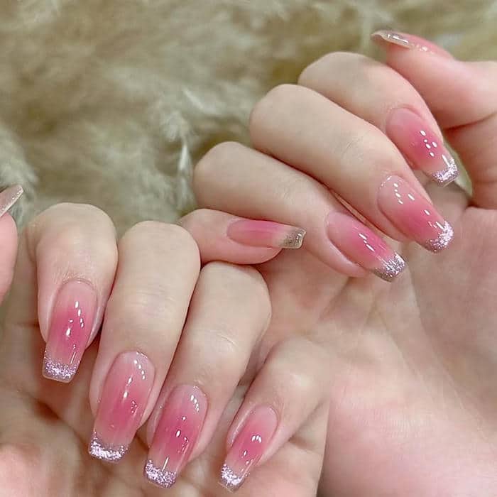 nail màu hồng đào