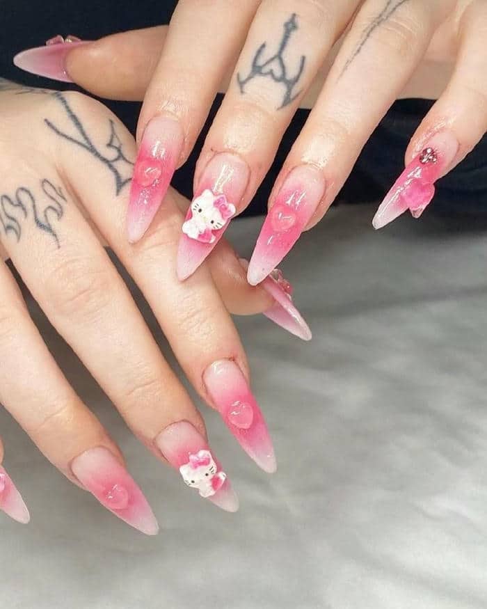 nail màu hồng dễ thương