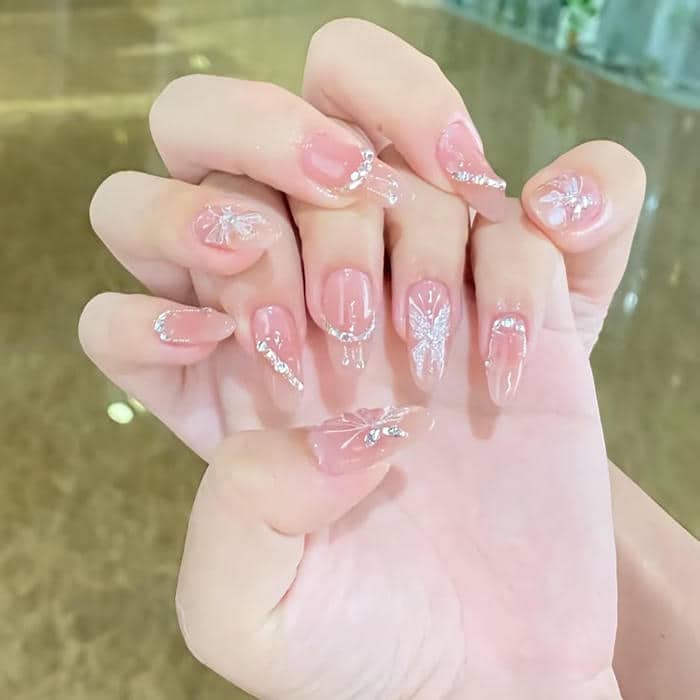 nail màu hồng pastel