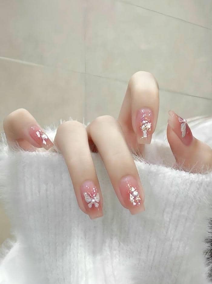 nail màu loang hồng