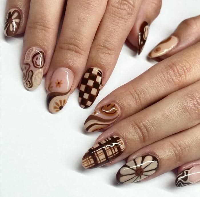 nail màu nâu cute