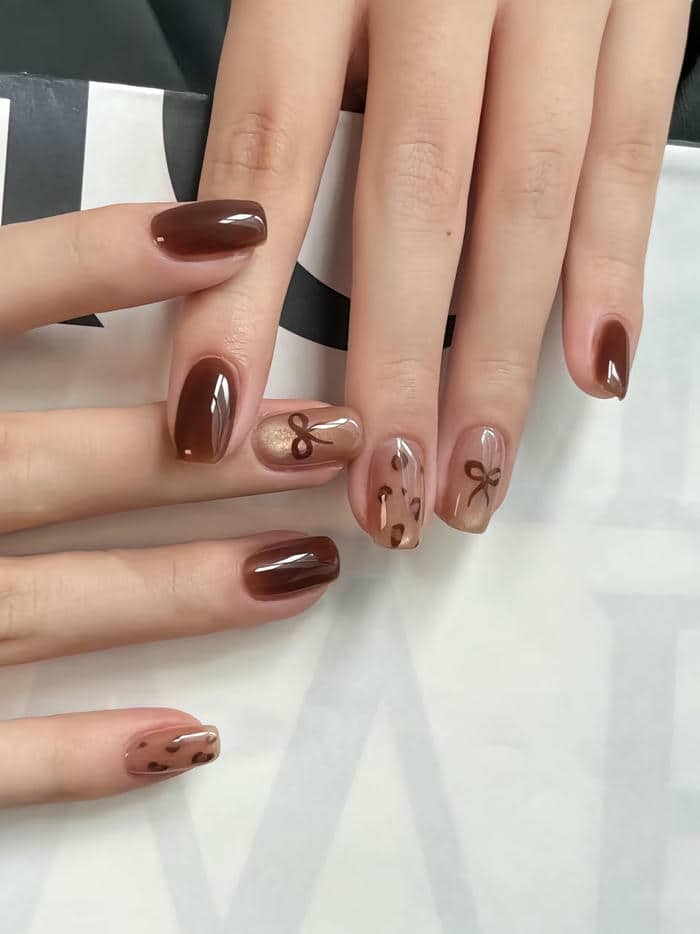 nail màu nâu sang chảnh