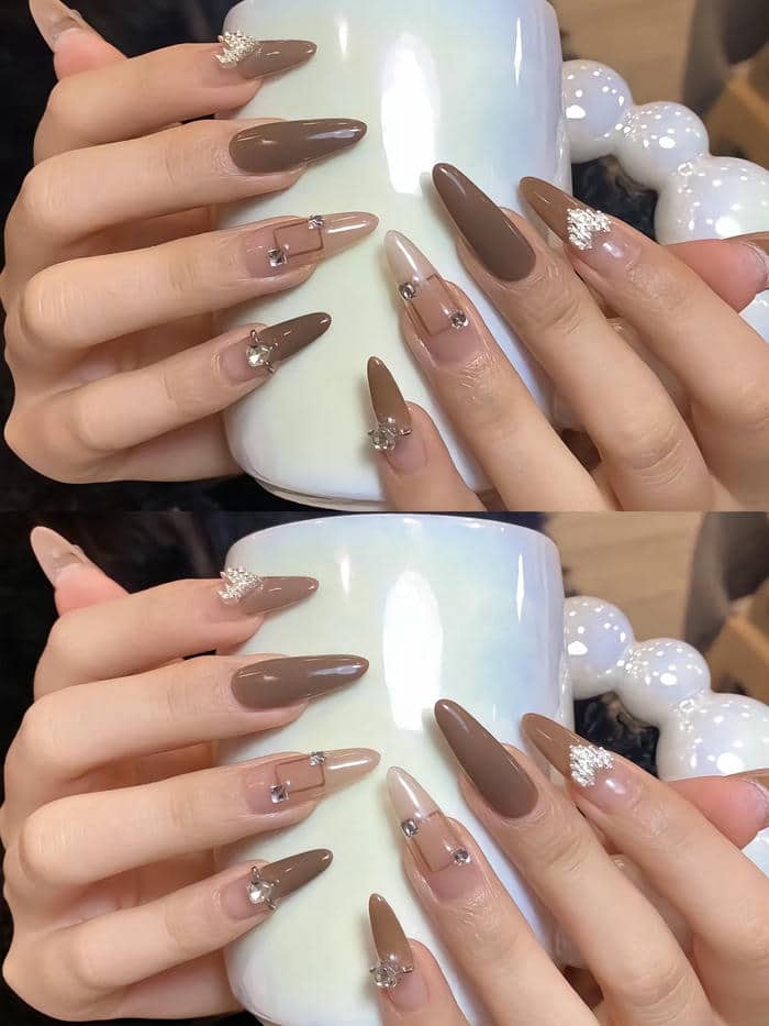nail màu nâu thạch