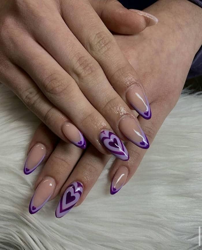 nail màu tím cute