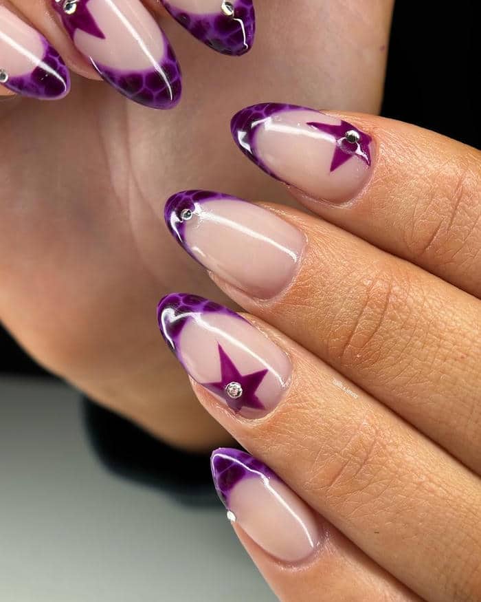 nail màu tím đơn giản