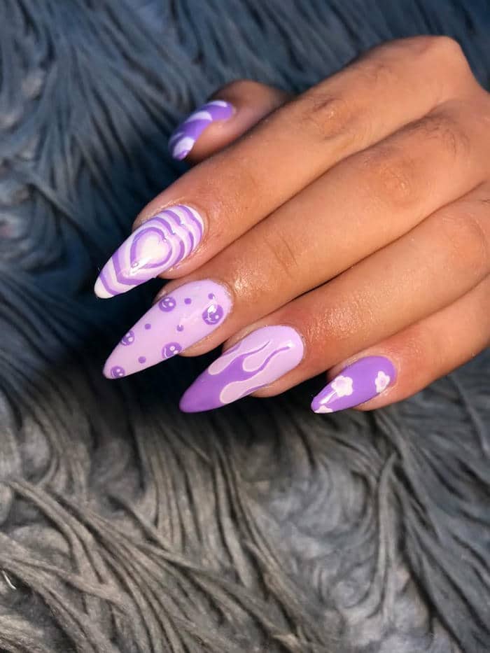 nail màu tím pastel