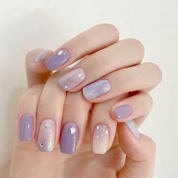 nail màu tím thạch