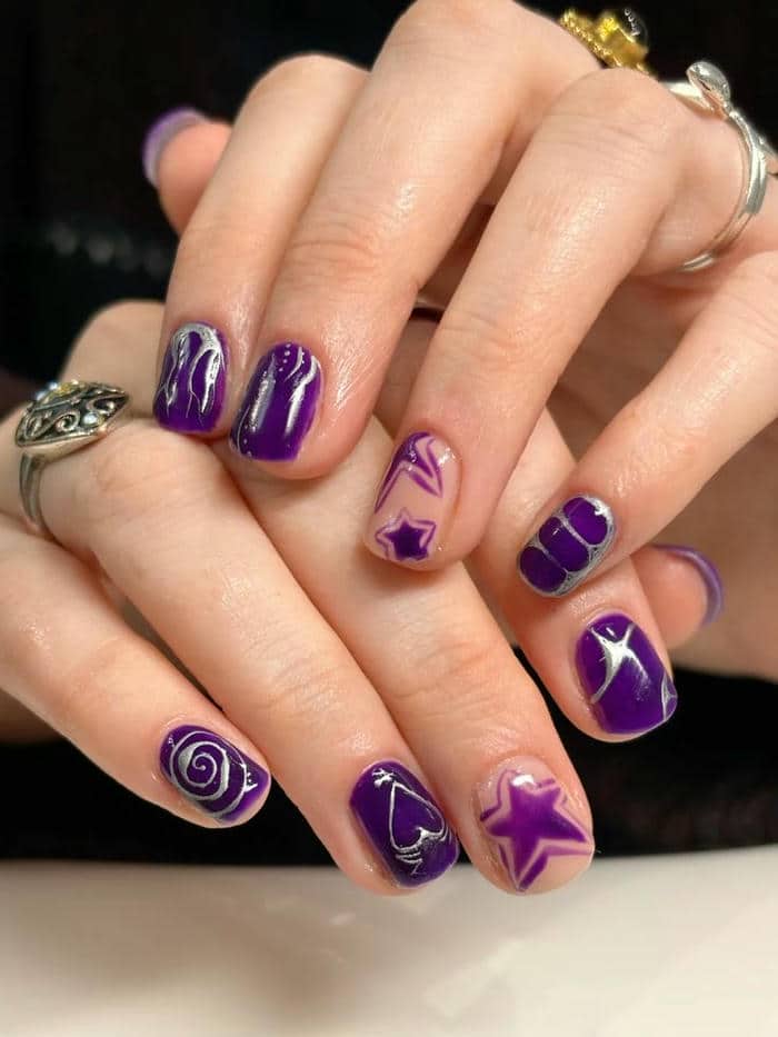nail màu tím than