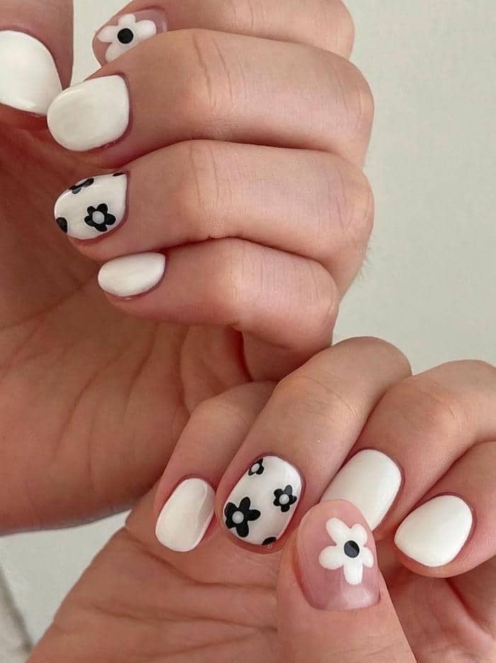 nail màu trắng sữa vẽ