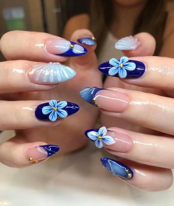 nail màu xanh dương đậm