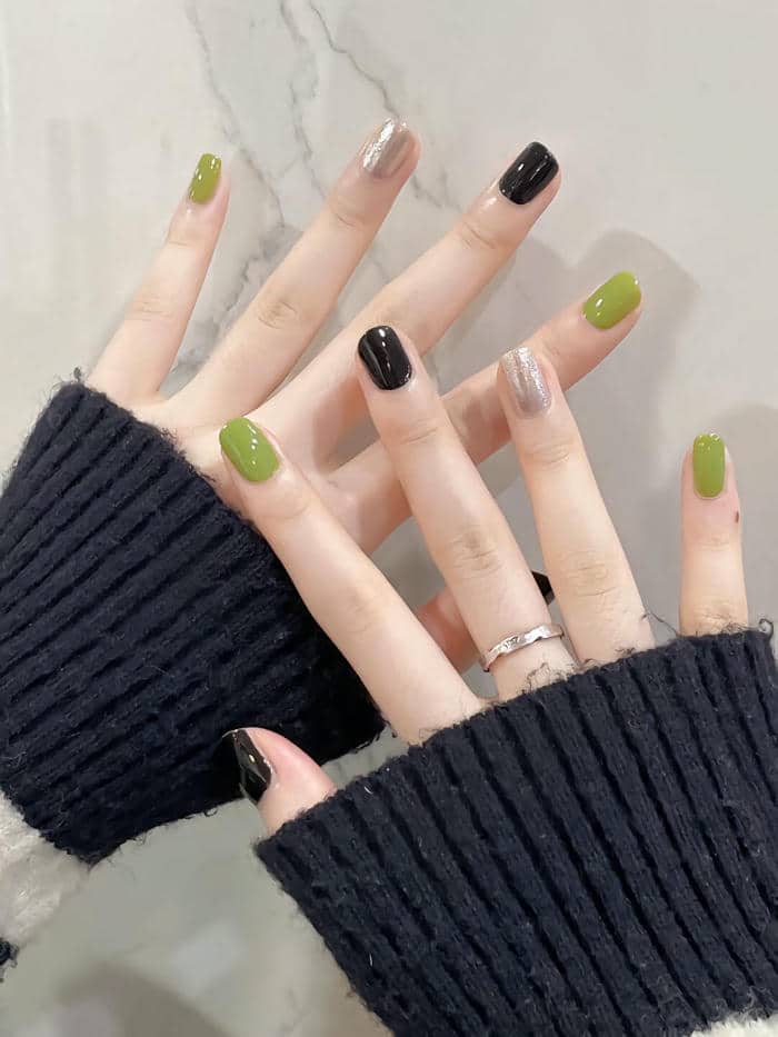 nail màu xanh lá đơn giản
