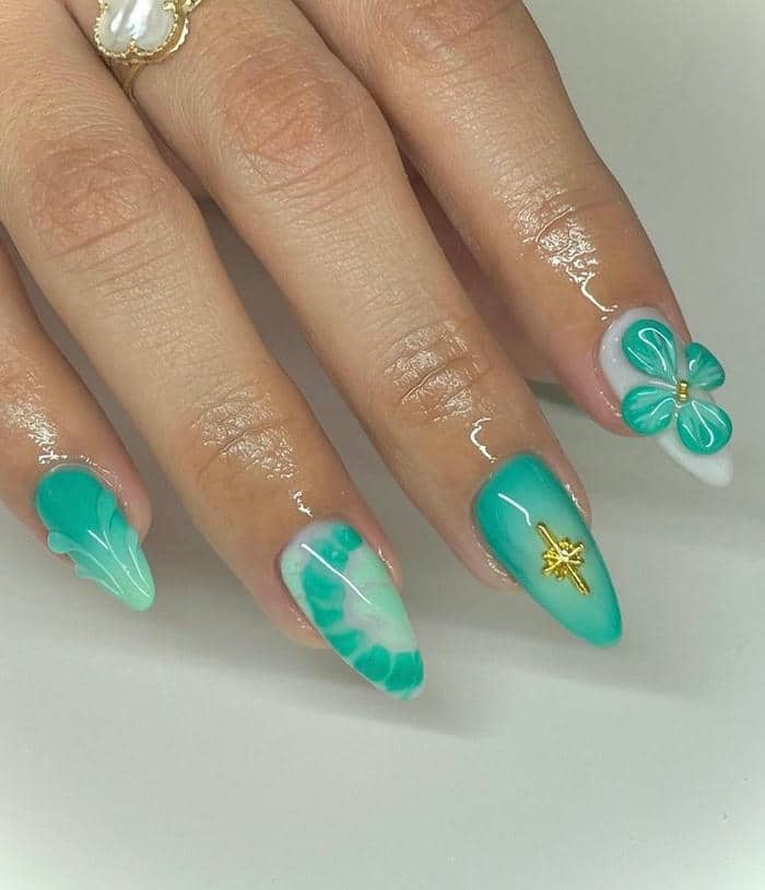 nail màu xanh ngọc