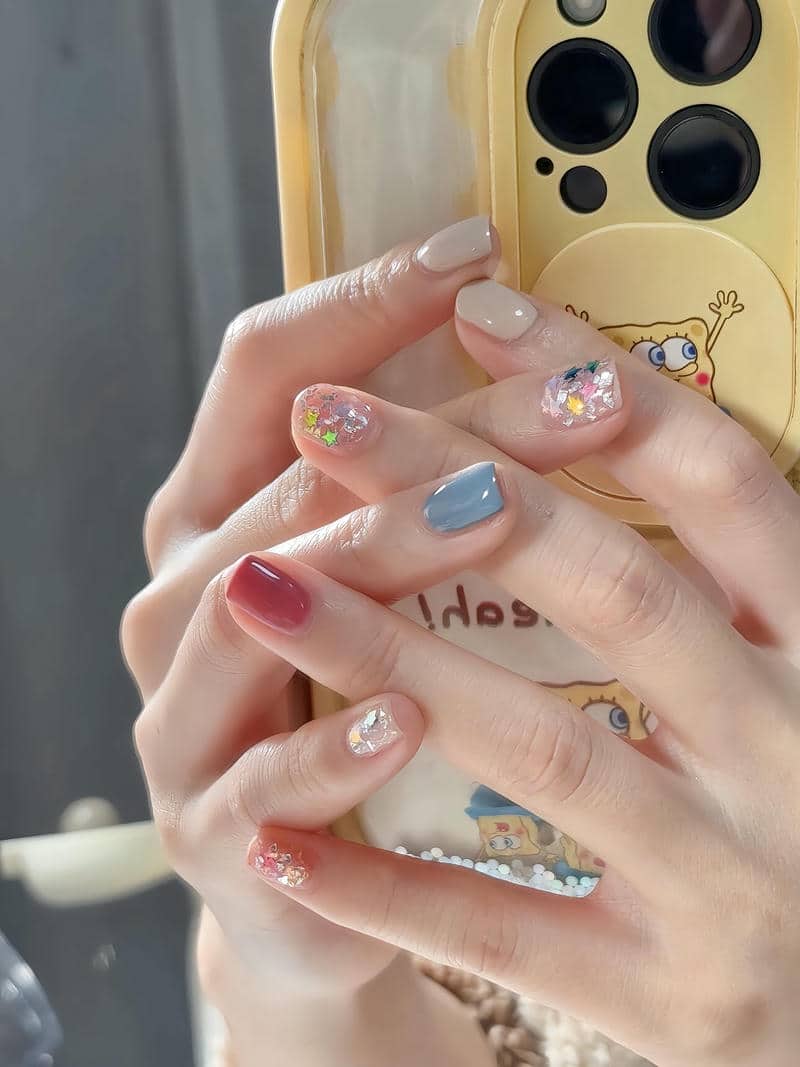 nail móng ngắn dễ thương