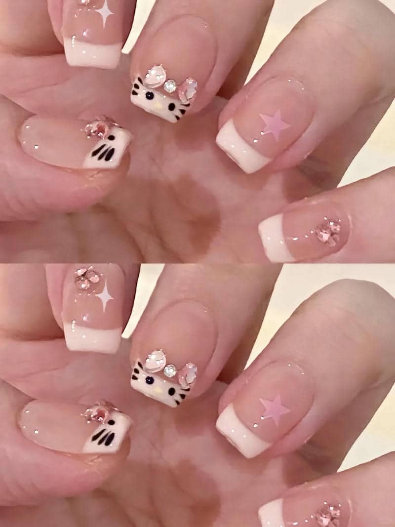 nail móng ngắn hello kitty cute
