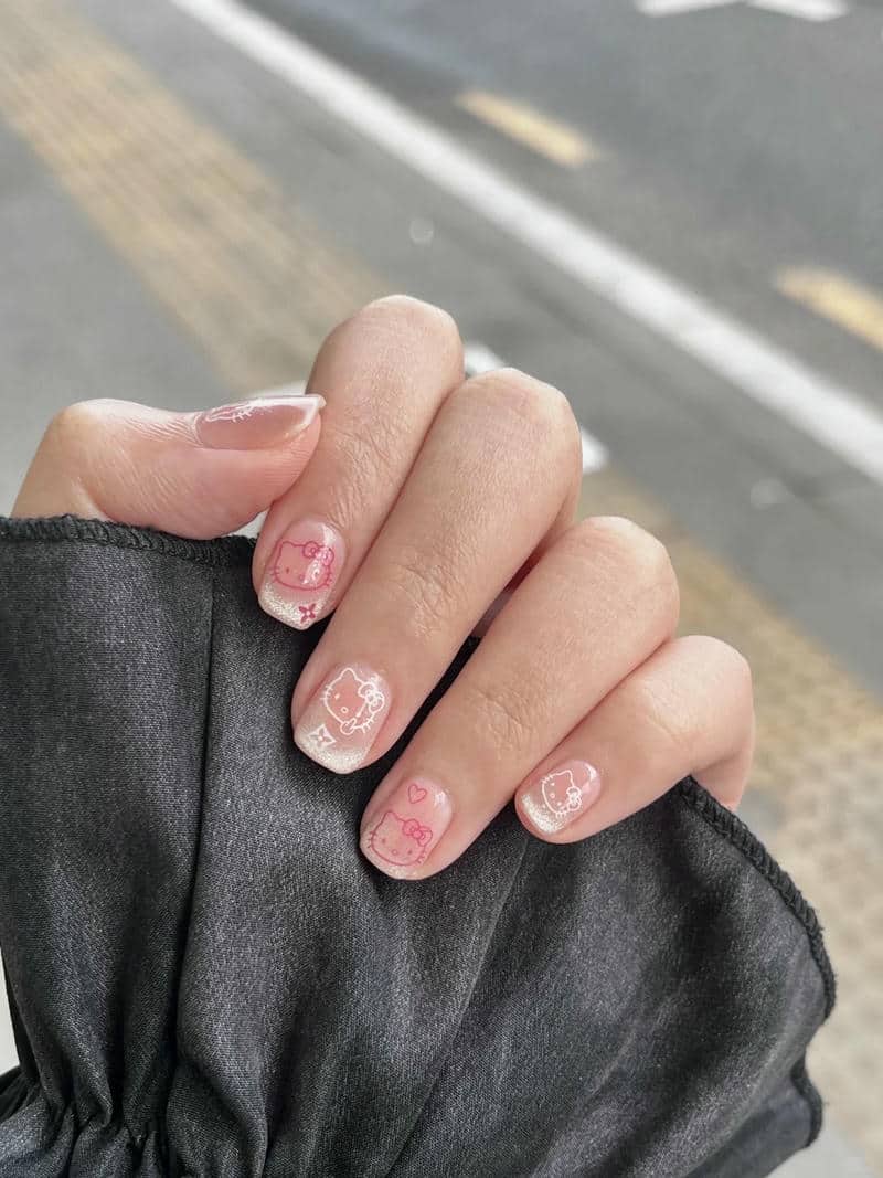 nail móng ngắn hello kitty