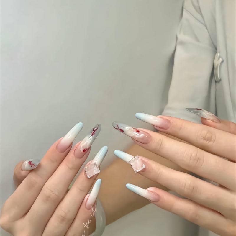nail móng nhọn tròn đính đá