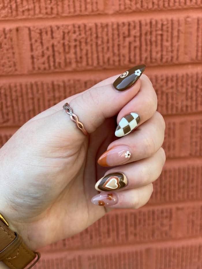 nail nâu cam