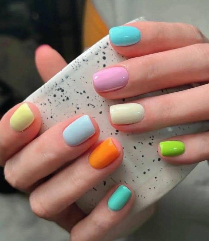 nail nhiều màu pastel