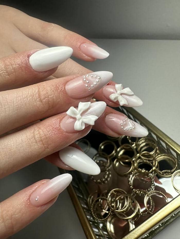 nail nơ trắng