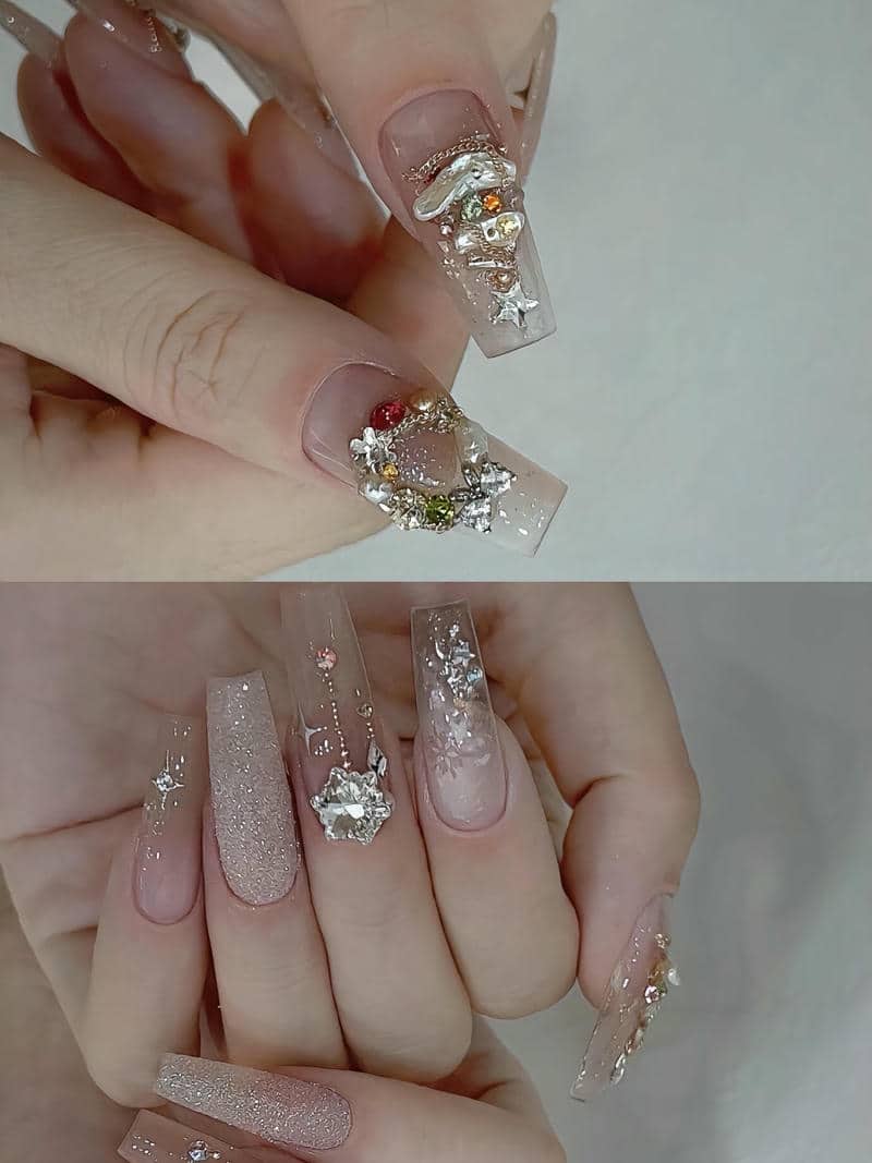 nail noel đính đá